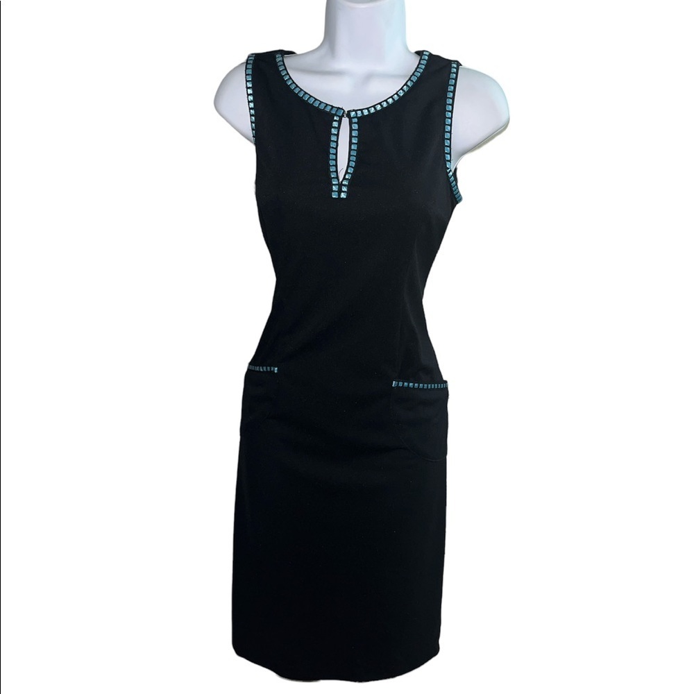 Chris McLaughlin Black & Blue Size 4 Dress - Picture 2 of 14